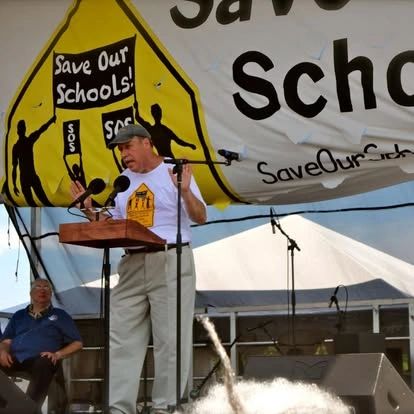 Jesse Turner speaking at Save Our Schools rally