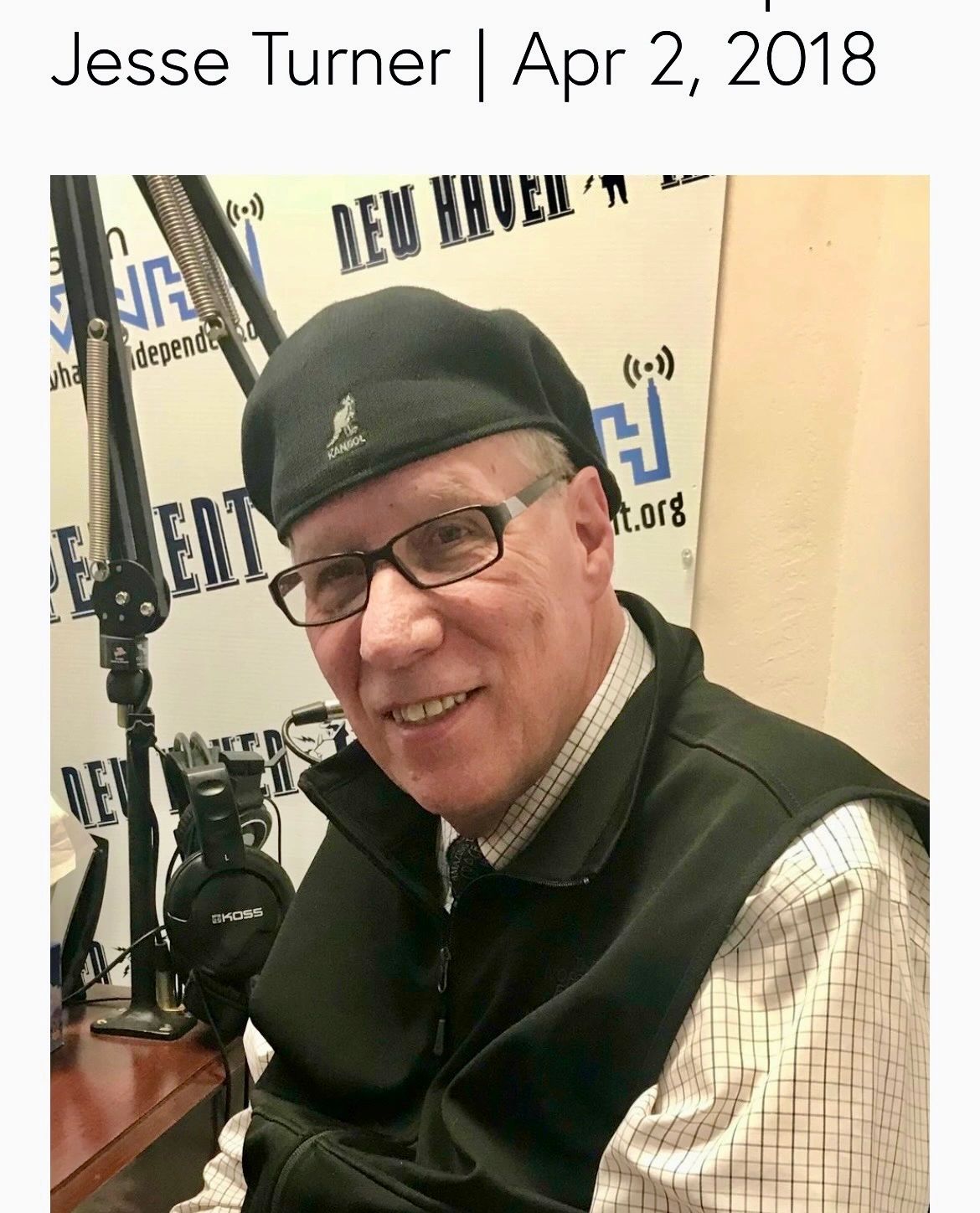 Jesse Turner at radio station microphone